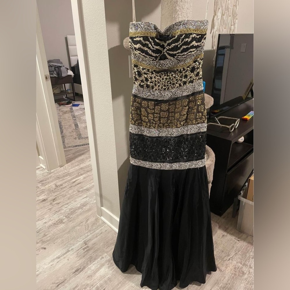 Multi crystal animal print mermaid pageant dress